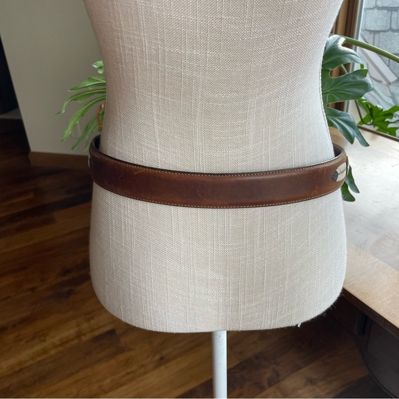 Vintage Buffalo & Indian Head Coin Concho Western Gray & Brown Leather Belt 34" - Picture 3 of 14